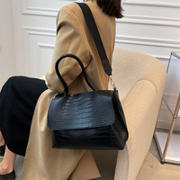 Sac fourre-tout grande capacité en cuir ciré rétro à motif alligator pour femme, avec deux sangles et fermeture éclair, idéal automne-printemps