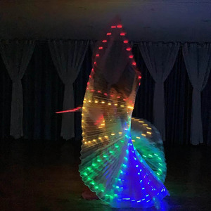 Oggetti di scena da ballo Led ali luminose danza del ventre ali dorate spettacolo da tavolo modello fluorescente mantello - Product Image 4