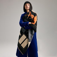 Écharpe chaude en imitation cachemire pour femmes, tendance automne-hiver, couleur unie, bloc de couleur, collision de chevaux, polyester, châle climatisé