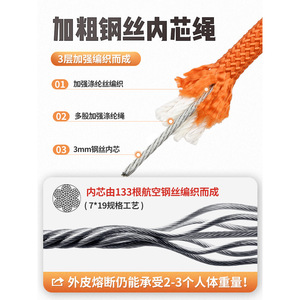 High Rise Escape Rope Kit 8mm 10mm Fiberglass Portable Fire Safety Descent Device For Home Emergency Rescue - Product Image 3