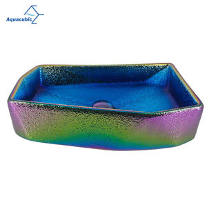 Lavabo console en céramique Art Nouveau avec finition électroplaquée bicolore - Product Image 5