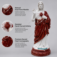 Statue du Sacré-Cœur de Jésus en marbre multicolore, sculptée à la main, sculpture religieuse pour la décoration de jardin d'église catholique