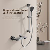 Ensemble de douche 3 fonctions gris anthracite avec pommeau pluie, douchette à main, bec de baignoire, montage mural, mitigeur chaud/froid, vente en gros, usine OEM