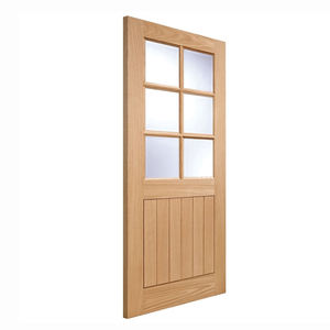 Porte en bois simple pour salle <span class=keywords><strong>de</strong></span> bain, porte en verre encadrée <span class=keywords><strong>de</strong></span> bois, porte intérieure en bois massif en chêne bon marché - Product Image 4