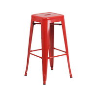 Tabouret de bar industriel en métal noir sans dossier, hauteur comptoir, modèle Toliix, pour café, bar, restaurant