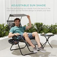 Chaise longue d'extérieur 30 pouces avec auvent réglable, appui-tête et table latérale pliable – Vente en gros
