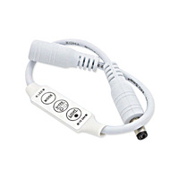 DC12-24V Mini contrôleur de gradateur LED à 3 touches couleur unique avec connecteur DC mâle et femelle pour lumières de Noël LED