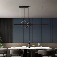 Suspension Lumineuse Moderne LED Ronde Longue pour Salon Maison Simple Plafonnier Pendentif Îlot de Cuisine