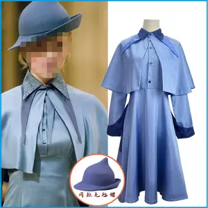 Baige High Quality Fleur Isabelle Delacour Cosplay Costume Movie Character Role Play Blue Coat with Hat Witch for Women