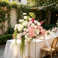 Centre de table romantique pour la Saint-Valentin, boule de fleurs en soie faite à la main de 70 cm, blanc, vert, rose