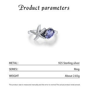 Anillo de Plata de Ley S925 con Tanzanita Natural en Forma de Estrella de Mar, Joyería de Moda con Amatista Estilo Ins para Mujer - Product Image 2