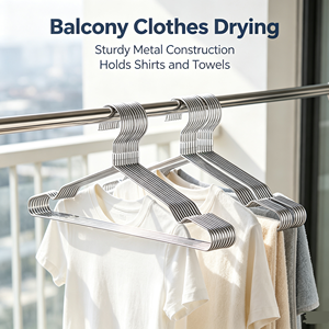 Stainless Steel Wire Clothes <b>Hanger</b> Non Slip Shoulder Groove Space Saving Garment <b>Hanger</b> for Home Wardrobe Dorm - Product Image 3
