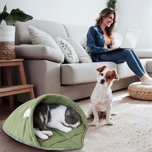 Free Sample Leaf Cat Sleeping <b>Bed</b>,Pet Sleep Cozy Bag Stay Open,,Burrow Calming Snuggle Sack Covered <b>Nest</b> <b>Bed</b> for - Product Image 6