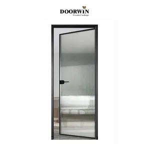 Doorwin New Design Bathroom Narrow Frame Casement Aluminium Interior Glass Door Aluminium Toilet Metal Entry Door