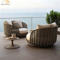 Canapé de jardin en rotin tressé de luxe pour hôtel moderne, mobilier d'extérieur en corde, pour salon, chambre et hall