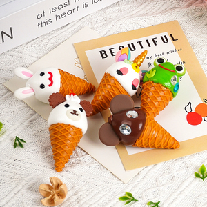 Nuevos Modelos Exclusivos de Conos de Helado con Forma de Animales, Decoración de Comida Falsa de PVC con Temáticas de Unicornio, Rana, Conejo y Oso para Exhibición - Product Image 6