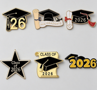 Médaille personnalisée en forme d'étoile avec ruban noir et or, insigne de vénalisation, broche d'honneur, épinglette en émail pour cérémonie de remise des diplômes, cadeau pour étudiant