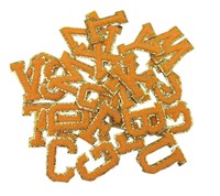 Offre Spéciale Orange A-Z Alphabet Chenille Patchs RTS Laser-cut Bordure Brodé Patchs thermocollants pour Hoodies et Vêtements