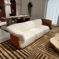 Ensemble de canapés modulaires incurvés en tissu moderne, couleur crème, canapé sectionnel moderne de grande taille pour salon, villa, hall d'hôtel