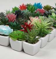 Ornement de jardin intérieur extérieur Faux Cactus Mini Assorted High Simulated Small Artificial Succulent Plant In Ceramic Glass Pots