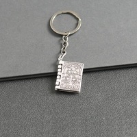 Porte-clés mini-bible ouvrable en métal pliable, avec texte de la Prière du Seigneur en relief, breloque de sac, cadeau chrétien