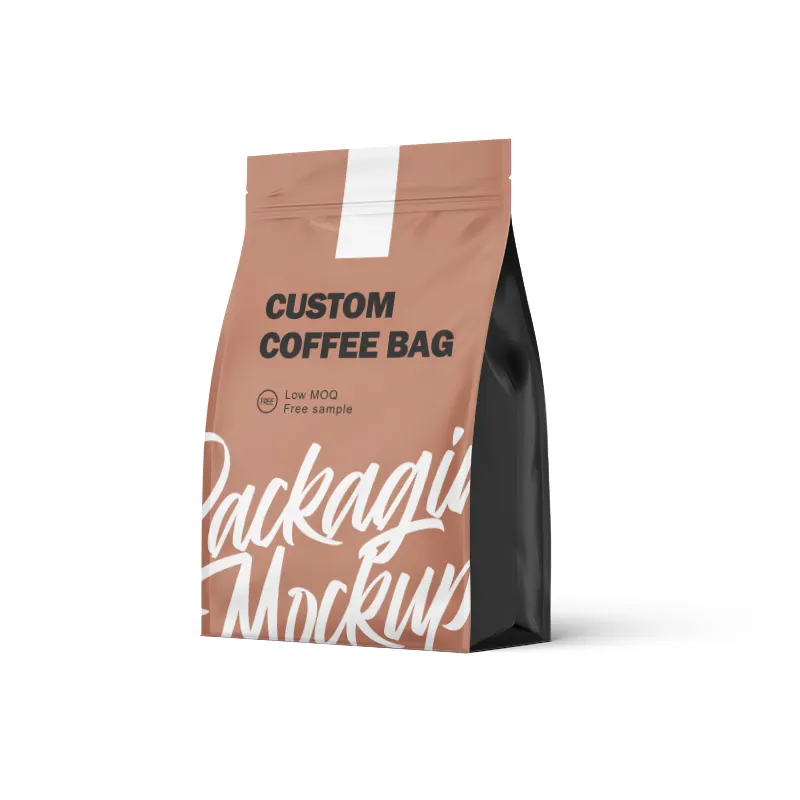 Custom Printing Heat Seal Plastic Koffieboon Verpakking Zak Food Grade 8 Sides Afdichting Koffie Bag Pouch
