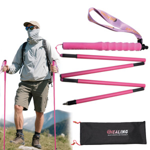 Bastones de Senderismo Curativos de Fibra de Carbono, Plegables en 3 Secciones, Color Rosa, para Caminatas al Aire Libre - Product Image 1