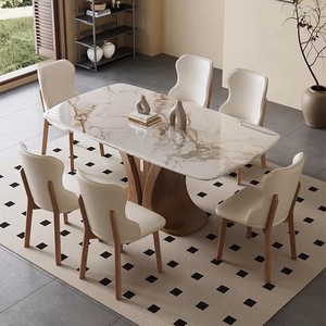 <span class=keywords><strong>Juego</strong></span> <span class=keywords><strong>de</strong></span> Mesa y <span class=keywords><strong>Sillas</strong></span> <span class=keywords><strong>de</strong></span> <span class=keywords><strong>Comedor</strong></span> Rectangulares Modernos <span class=keywords><strong>de</strong></span> Lujo, <span class=keywords><strong>de</strong></span> Mármol y Madera Maciza, para 4 o <span class=keywords><strong>6</strong></span> Personas, Diseño Elegante y Vintage para <span class=keywords><strong>Comedor</strong></span> o Cocina - Product Image 1