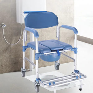 Safebond Aluminum Alloy <strong>Commode</strong> <strong>Chair</strong> with 4-Inch Brake Wheels-150kg Capacity Rehabilitation Therapy Supplies - Product Image 3