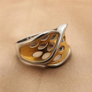 European American Style <b>Titanium</b> Steel Hollow <b>Ring</b> Geometric Retro Punk Two Tone Unisex Fashion Jewelry 290113 - Product Image 1