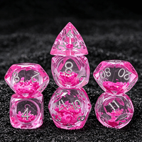 Ensemble de dés colorés remplis de puces, 7 pièces, dés polyédriques pour jeux de rôle et de société DND