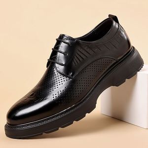 Oxford Vintage Blue and Red Mixed Color Design Waterproof <b>Height</b> <b>Increasing</b> Autumn Men's Business Office <b>Shoes</b> - Product Image 5