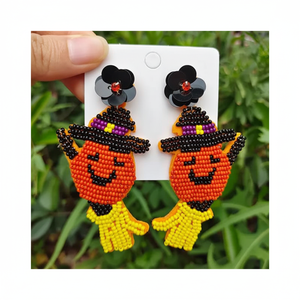 Boucles d'oreilles géométriques en cristal ethnique plaqué or de Style bohème fait à la main bijoux d'anniversaire pour femmes en gros - Product Image 1