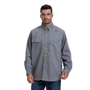 Camisa de Trabajo Ignífuga para Hombre, Color Grisáceo Caqui Oscuro, Nailon y Algodón 180gsm, Resistente a Arco Eléctrico, Ropa Protectora para Exteriores, Diseño Dividido - Product Image 5