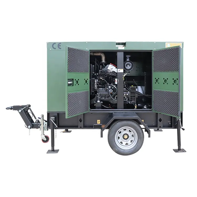 เครื่องกำเนิดไฟฟ้าดีเซลแบบพกพา3เฟส75kva 30kva บนรถพ่วง80kva เงียบ/เปิด/เทรลเลอร์