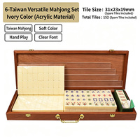 Jeu de Mahjong en Boîte en Acrylique Poli Anti-Rayures avec Emballage en Bois pour Jeu Quotidien à Domicile