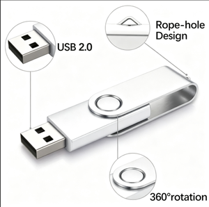 Clé USB pivotante en métal avec logo personnalisé, 16 Go, 32 Go, stockage de musique et de vidéos, état neuf - Product Image 2