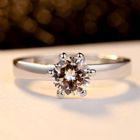 Bague à six griffes en gros avec zircon cristal autrichien, cadeau de Noël pour femme