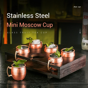Mini-tasses à <span class=keywords><strong>cocktail</strong></span> Moscow Mule <span class=keywords><strong>en</strong></span> <span class=keywords><strong>cuivre</strong></span>, placage <span class=keywords><strong>cuivre</strong></span> pur, doublure <span class=keywords><strong>en</strong></span> acier inoxydable pour whisky, expresso, liqueur, bar - Product Image 2