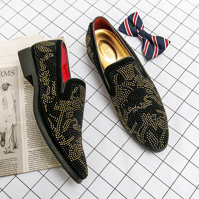Men's Spikes Dress Shoes with Rhinestone Designer Loafers Men's Spikes Dress Shoes with Rhinestone Designer Loafers
