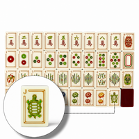 Set Mahjong Amerika 1.42 Inci Ubin Akrilik Mahoni Oriental Crane Dragon 160 PCS Lipat Laser Dua Lapis Portabel