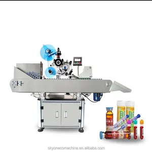 Full Automatic Horizontal round bottles lip gloss tube Vial Blood Collection Tube Small Round Bottle Horizontal Labeling Machine