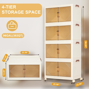 Plastic Foldable <b>Storage</b> Cabinet Stacking Clothing <b>Storage</b> <b>Folding</b> <b>Box</b> - Product Image 4