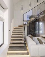 Designs d'escaliers flottants en chêne blanc pour l'intérieur
