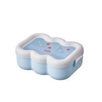 Boîte à bento en forme de nuage mignon, PP, 3 compartiments avec fourchette et cuillère, fermeture à clip, fenêtre transparente, boîte à lunch pour enfants pour la rentrée scolaire