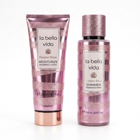Ensemble de parfums, lotion pour le corps et spray parfumé, senteur rose, soin hydratant scintillant pour le corps, pour femmes