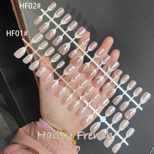 30 faux <span class=keywords><strong>ongles</strong></span> <span class=keywords><strong>Hailey</strong></span> French Press-on, forme amande moyenne, électro-plaqués, scintillants, couleur nude, pour femmes, usage quotidien - Product Image 2