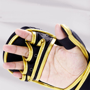 Gants de boxe en cuir PU demi-doigt avec logo personnalisé de haute qualité durables et protecteurs pour l'entraînement aux arts martiaux - Product Image 6