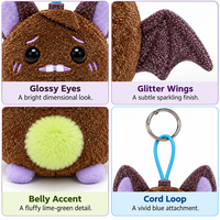 Porte-clés en peluche OEM ODM, pendentif de sac, faible MOQ, promotionnel, personnalisé, en tissu peluche doux à poils courts, motif monstre