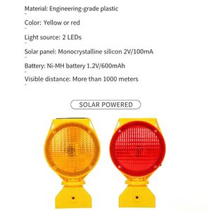 Luce di Segnalazione Solare a LED Ambra Lampeggiante per Barriere Stradali e Coni di Segnalazione - Product Image 4